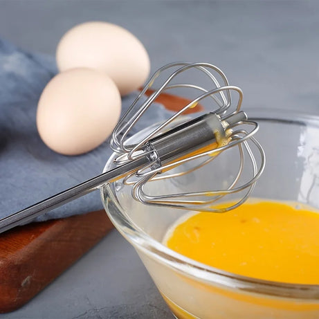 Batteur à œufs en acier inoxydable, mélangeur semi-automatique durable pour mélanger, remuer et battre les œufs sans effort, idéal pour la pâtisserie.