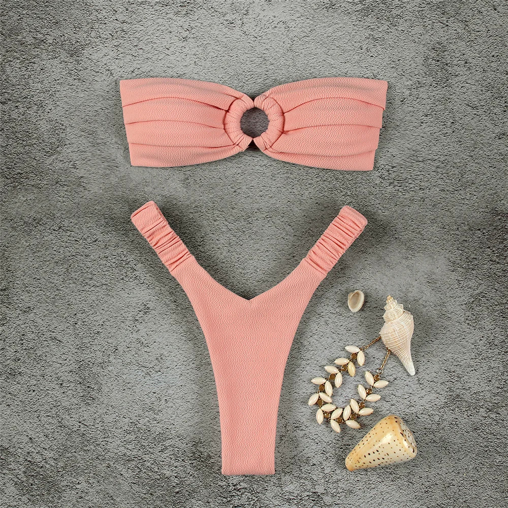 Micro bikini push-up, maillots de bain femme 2024, maillots de bain sexy, ensemble bikini brésilien, string, bikini uni