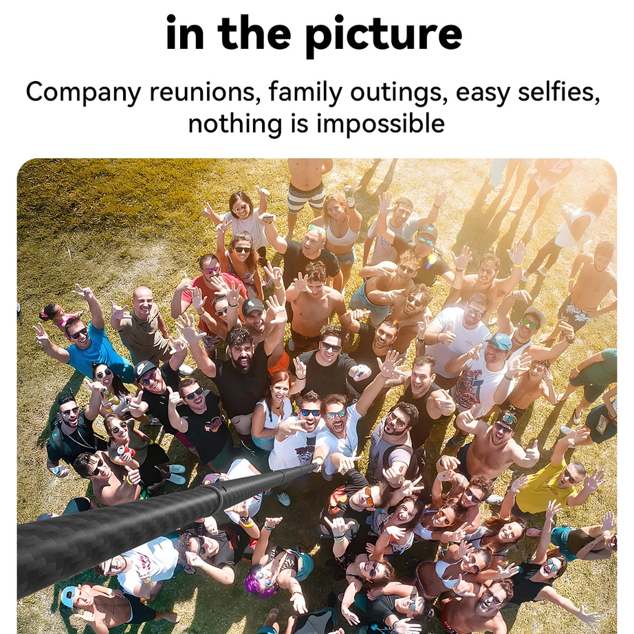Perche à selfie monopode extensible TELESIN en fibre de carbone de 1,2 m x 3 m, avec vis 1/4", compatible avec les caméras d'action GoPro, Insta360, Osmo Action et DJI.