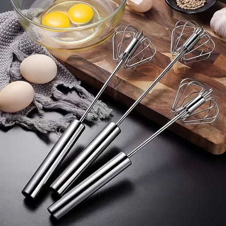 Batteur à œufs en acier inoxydable, mélangeur semi-automatique durable pour mélanger, remuer et battre les œufs sans effort, idéal pour la pâtisserie.