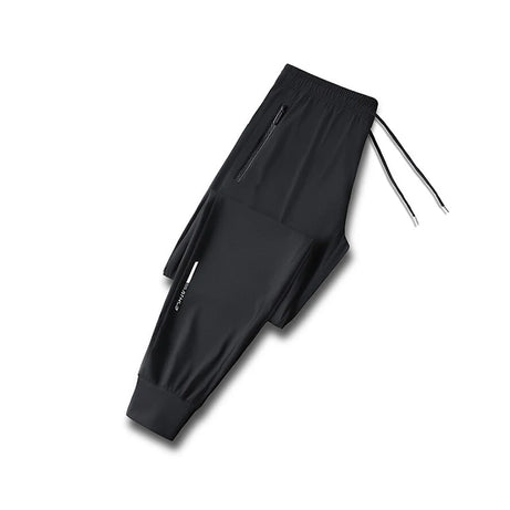 Pantalon en soie glacée de haute qualité pour homme, coupe slim décontractée, idéal pour l'été. Grande élasticité, séchage rapide, parfait pour la course et les activités de plein air.