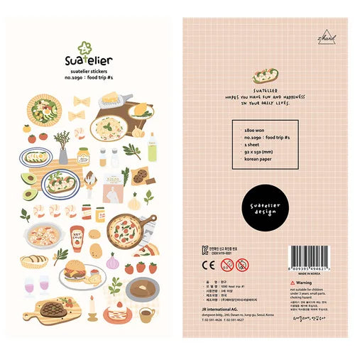 Autocollants Suatelier Foods, scrapbooking esthétique, jolis stickers pour carnets de voyage, décorations coréennes, agendas et fournitures de loisirs créatifs.