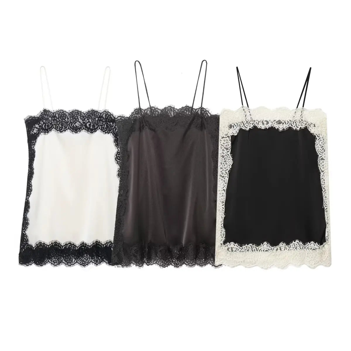 Chemisier à bretelles en satin doux et dentelle sexy Zevity 2026 pour femme, style décontracté, idéal pour les soirées et les clubs (LS9477)