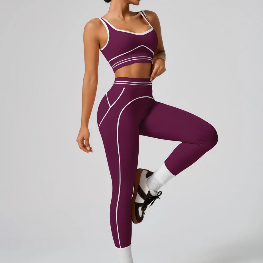 Ensemble de yoga sans coutures pour femme - Soutien-gorge de sport et legging taille haute, tenue de sport idéale pour la salle de sport, le fitness et les exercices d'étirement.