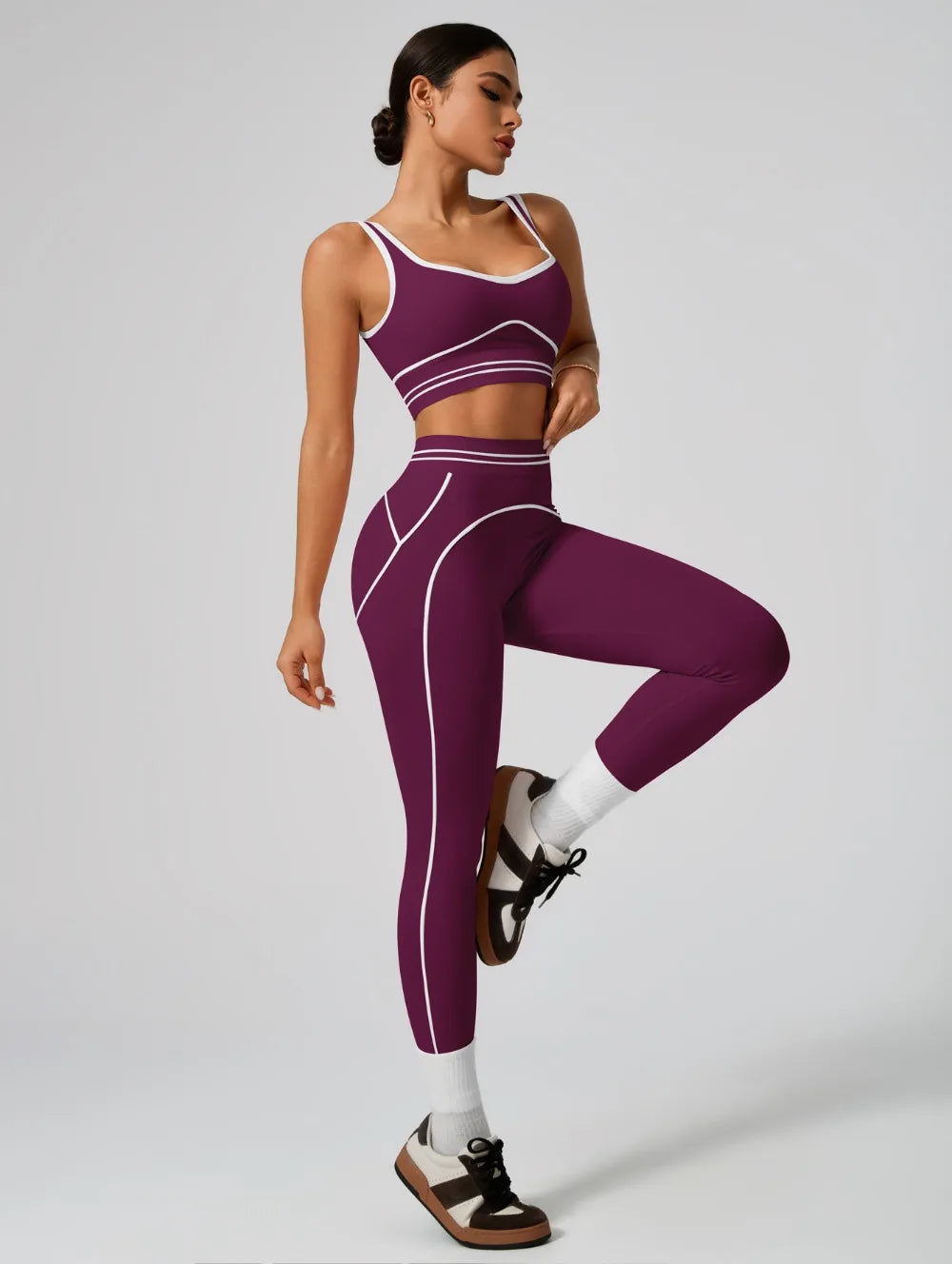 Ensemble de yoga sans coutures pour femme - Soutien-gorge de sport et legging taille haute, tenue de sport idéale pour la salle de sport, le fitness et les exercices d'étirement.