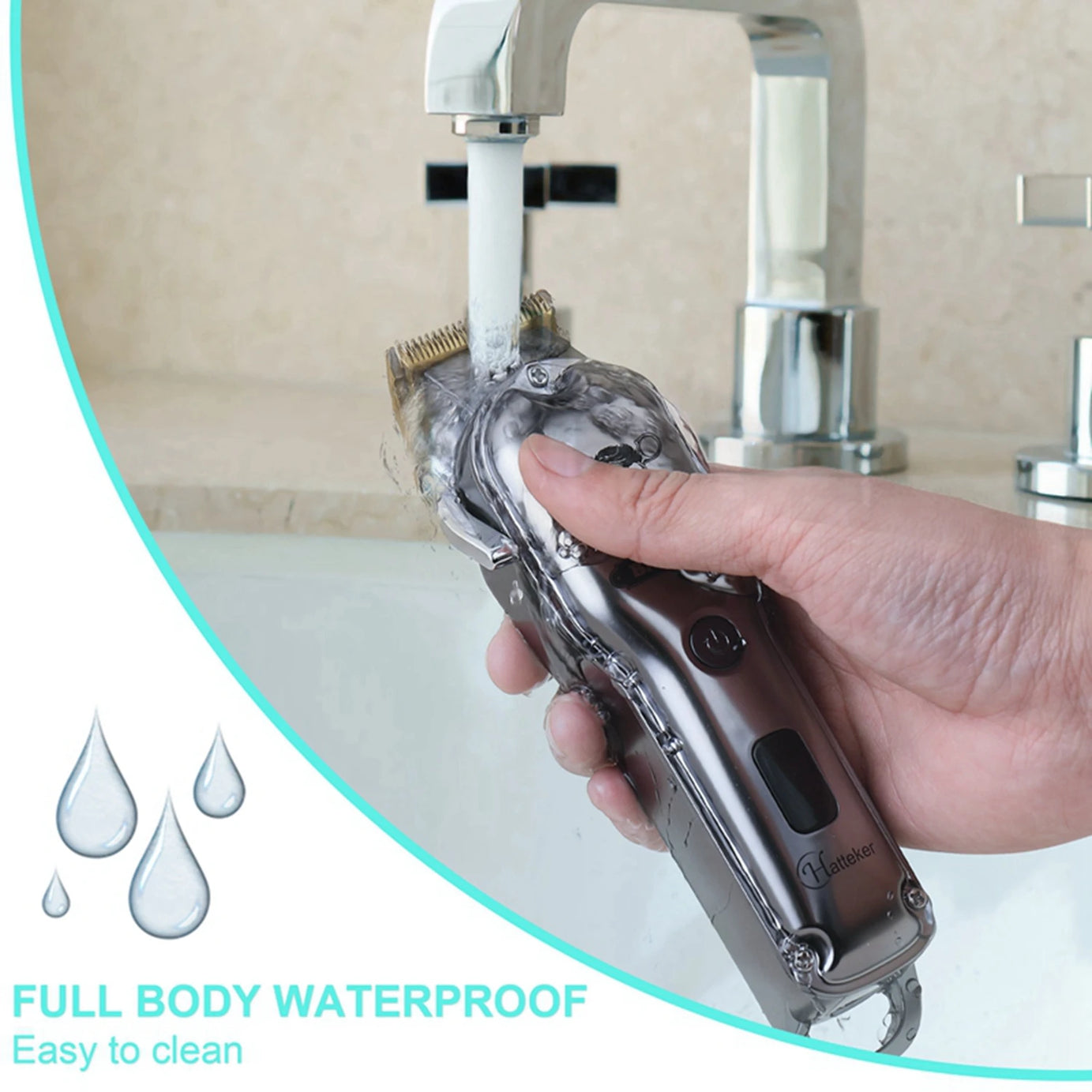 Tondeuse à cheveux professionnelle HATTEKER, tondeuse à barbe, tondeuse électrique sans fil rechargeable par USB pour hommes