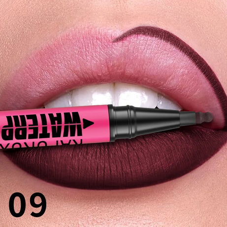 Crayon à lèvres liquide mat 12 couleurs, waterproof, effet repulpant, pour un contour des lèvres naturel et un maquillage contour des lèvres impeccable.