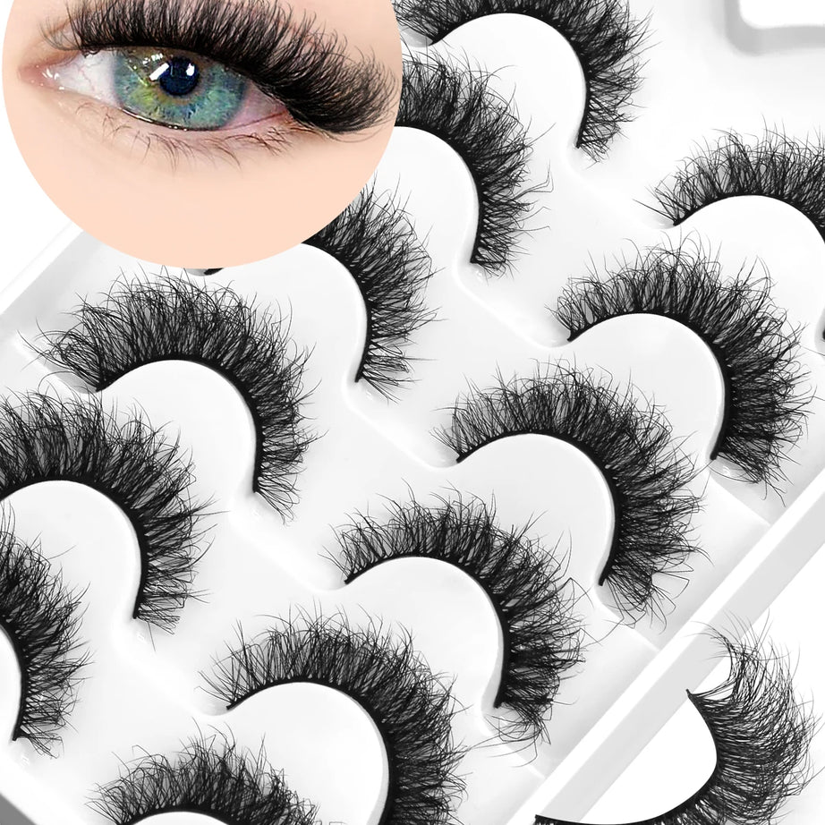 Cils en vison 3D GROINNEYA, effet chat, volume léger et vaporeux, effet naturel et aérien, bande flexible et légère