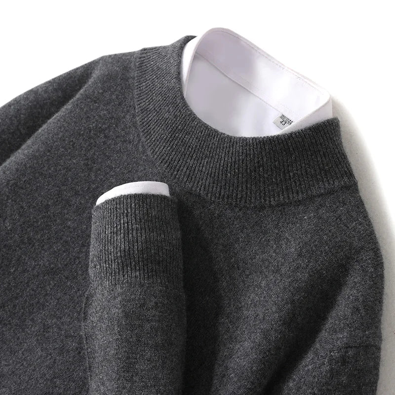 Pull 100 % laine mérinos pour femme, grande taille jusqu'à 5XL, col demi-lune, maille ample, manches longues, finitions cachemire.