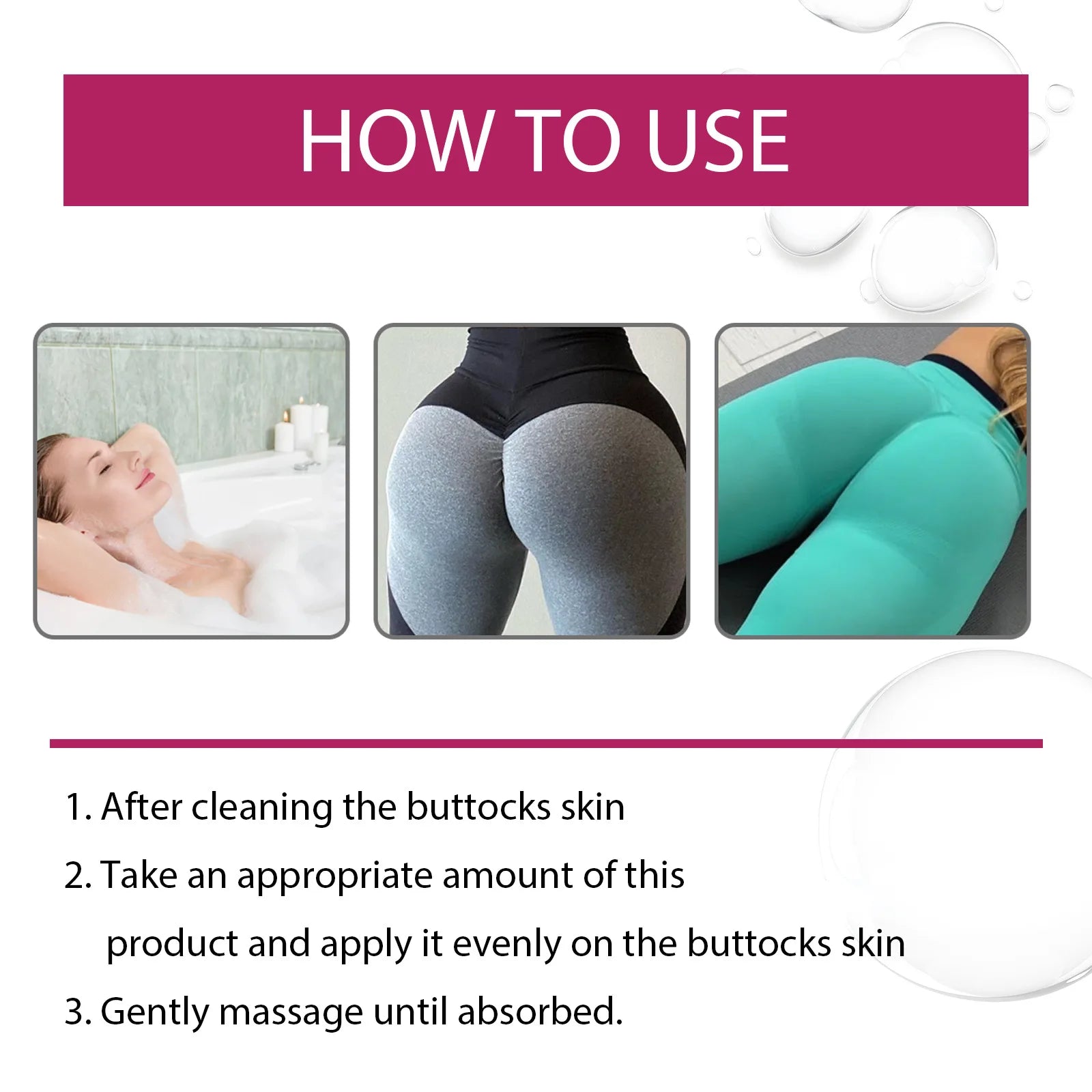 Crème liftante pour les fesses, les hanches et la poitrine, massage pour une croissance plus ferme et repulpante, prévient l'affaissement des seins, pour des fesses plus volumineuses, raffermies et galbées.