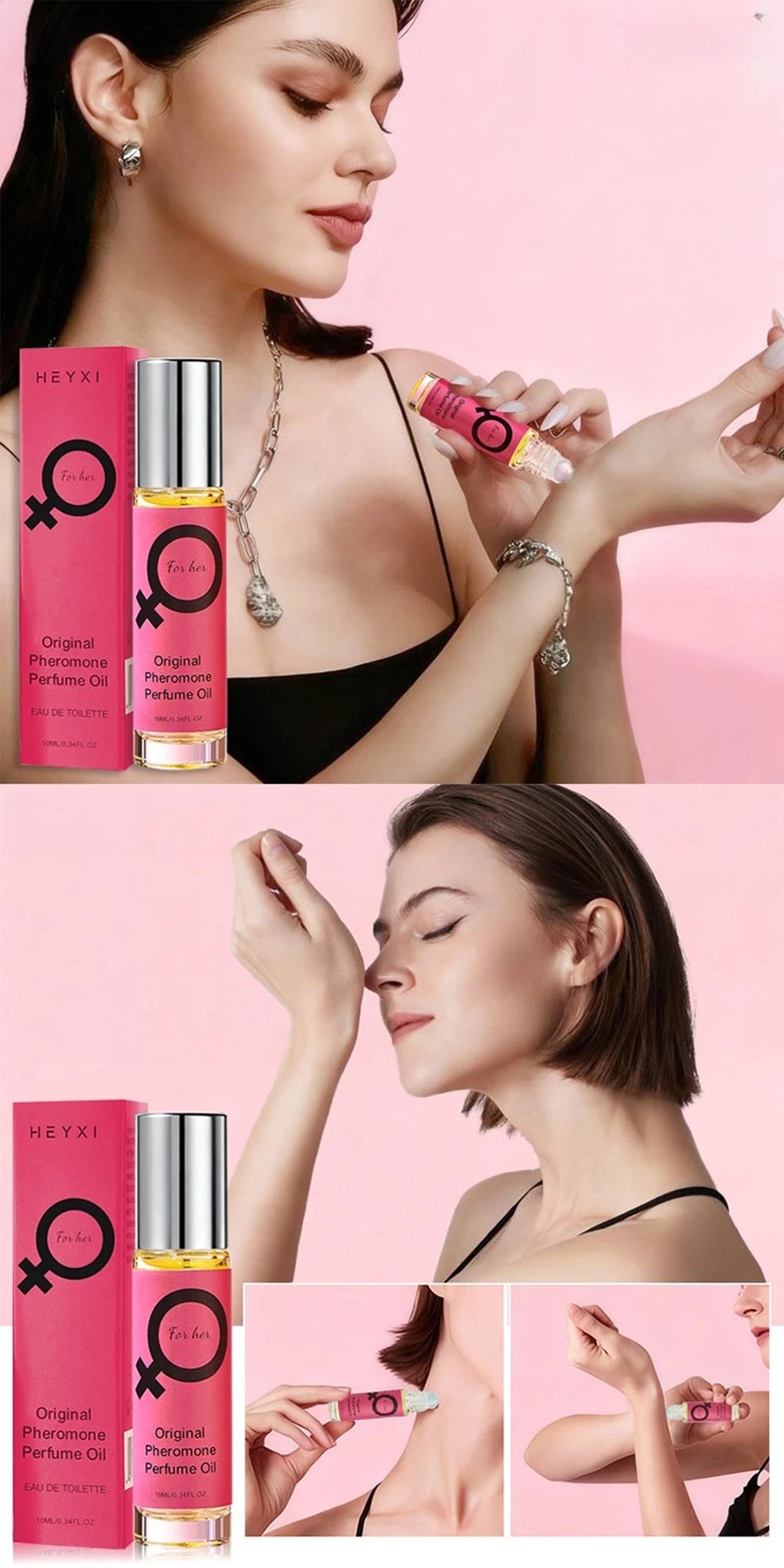 Parfum à bille Rose Red pour femme, longue tenue, floral, frais et naturel, idéal pour un rendez-vous ou comme cadeau de Noël.