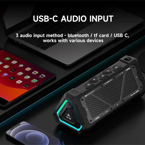 MLOVE P3 Outdoor Bluetooth Speaker, 40W Output Power Bluetooth 5.3 Speaker ,Stereo Sound IPX7 Waterproof,Micro SD Card,RGB Light