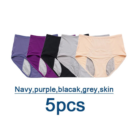 Lot de 5 culottes menstruelles anti-fuites pour femmes, sous-vêtements menstruels sexy, culottes physiologiques imperméables et coupe menstruelle.