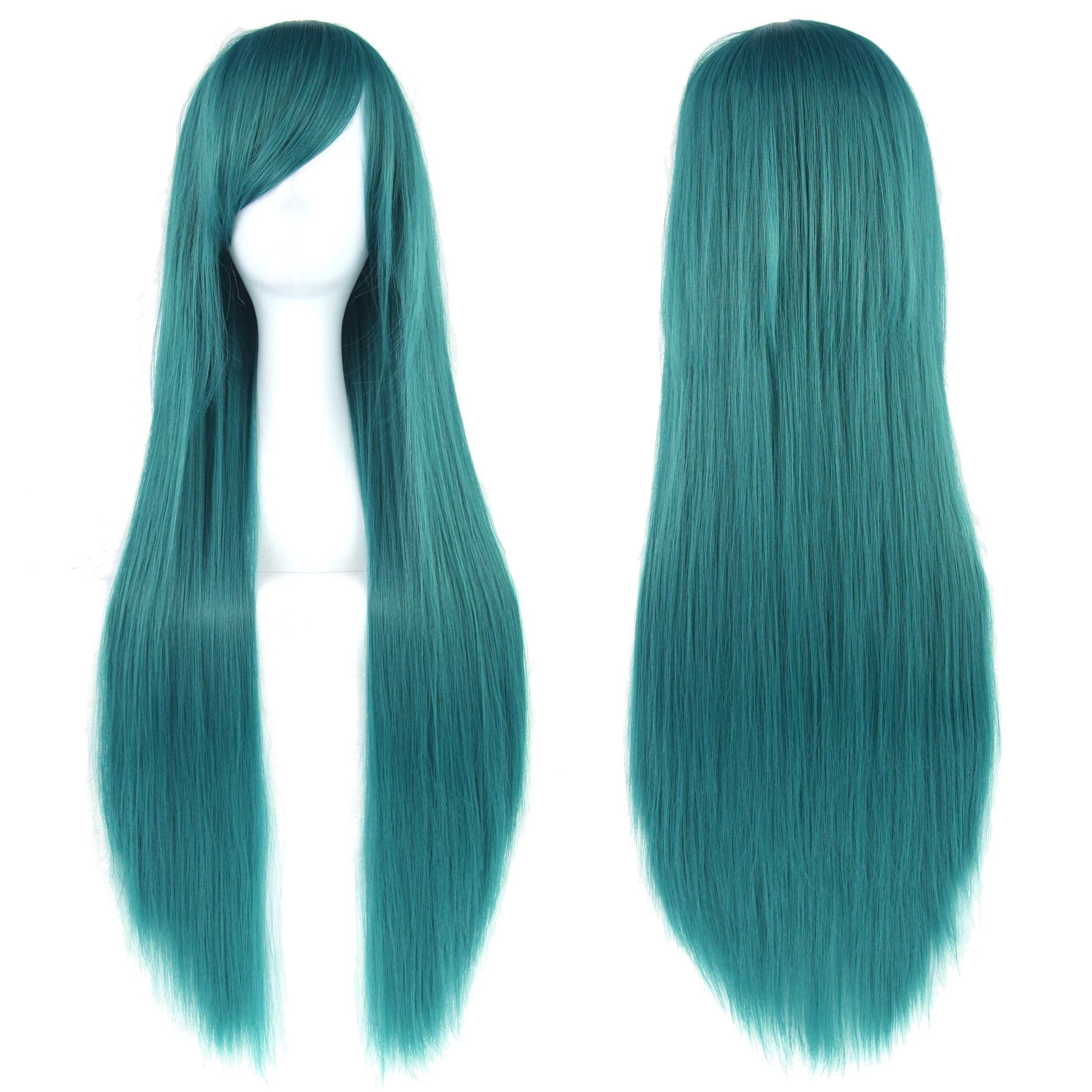 Perruque synthétique Soowee de 80 cm de long, blanche et violette, idéale pour le cosplay, les fêtes et les coiffures noires. Cheveux raides. Postiche pour femme.
