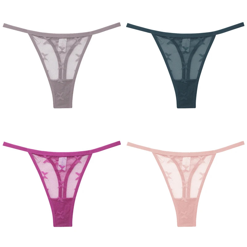 Lot de 4 culottes bikini en dentelle pour femme, strings sexy, tailles S à XL, sous-vêtements confortables dos nageur, lingerie sexy 2022