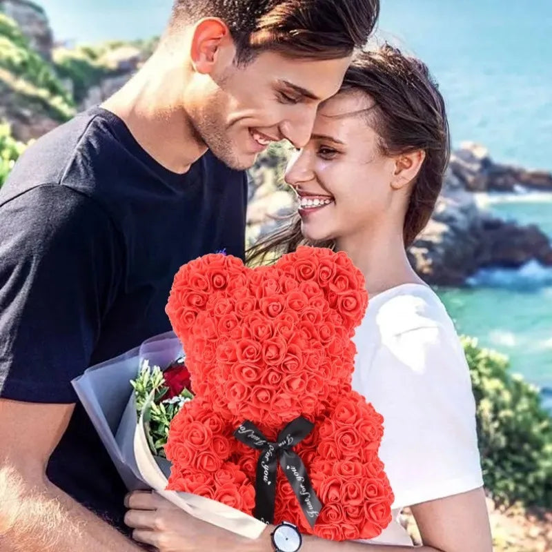 Rose Bear Gift Valentine's Day Wedding Decoration 19cm