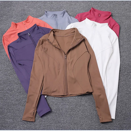 Women Sport Jacket Long Sleeve Shirt Workout Coat Gym Training Clothing Yoga Sportswear