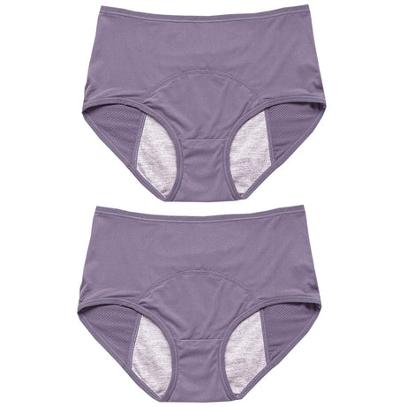 Lot de 2 culottes physiologiques pour femmes, culottes menstruelles anti-fuites, taille mi-haute, en soie glacée.