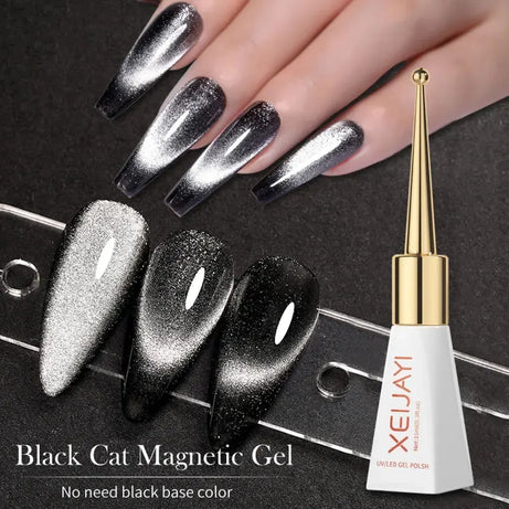 Vernis à ongles gel holographique à paillettes effet miroir blanc porcelaine, effet œil de chat, 10 ml, effet galactique magnétique, à dissoudre sous une lampe UV LED.