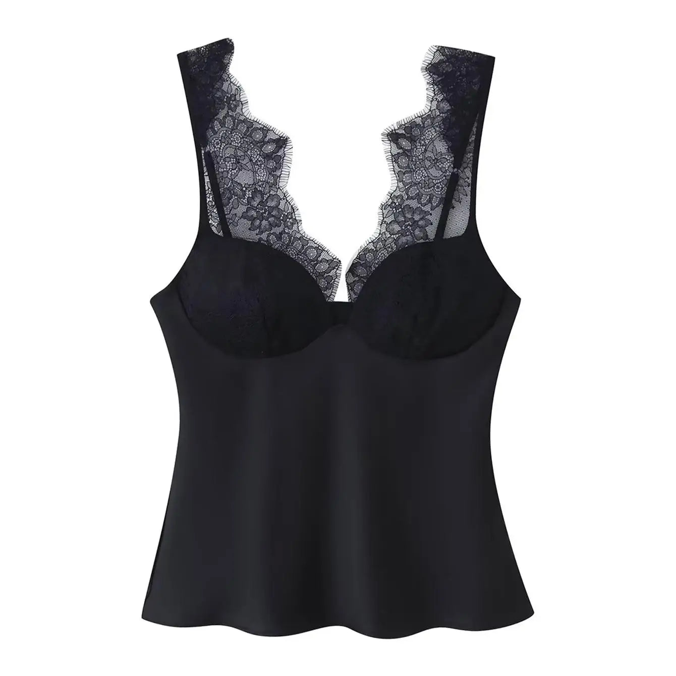 Camisetas de tirantes elegantes para mujer, top sexy sin mangas con encaje, top de tirantes vintage adelgazante, nueva colección 2026 de ropa urbana femenina.