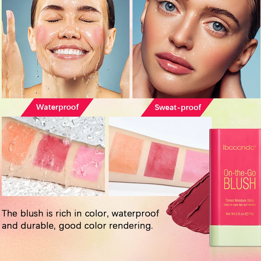 Blush Stick Fonctionnel Maquillage Facile à Colorer Rouge Crème Blush Waterproof Haute Rendu de Couleur Éclat du Teint