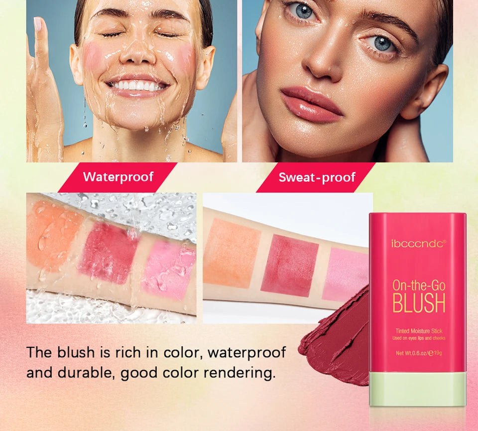 Blush Stick Fonctionnel Maquillage Facile à Colorer Rouge Crème Blush Waterproof Haute Rendu de Couleur Éclat du Teint