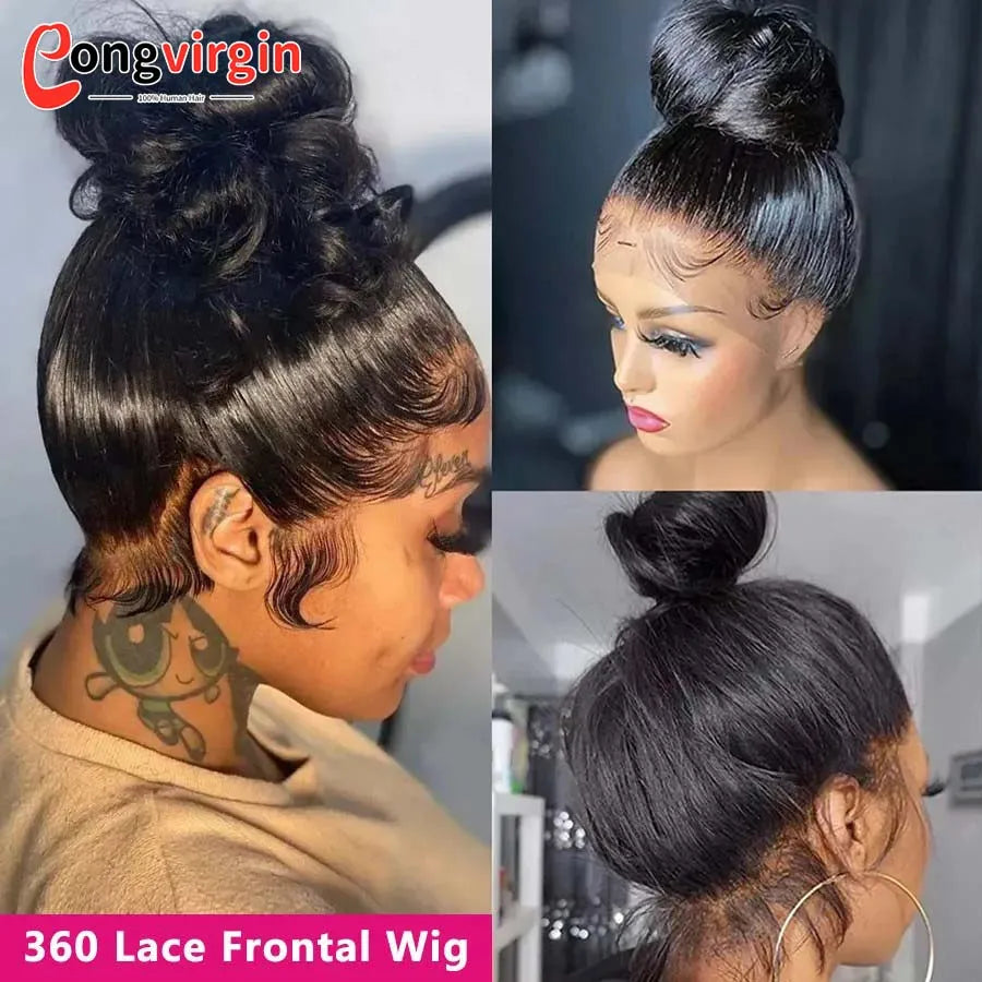 Perruque 5x5 sans colle, cheveux humains, prête à porter, dentelle prédécoupée, perruque lisse à lace front pour femmes