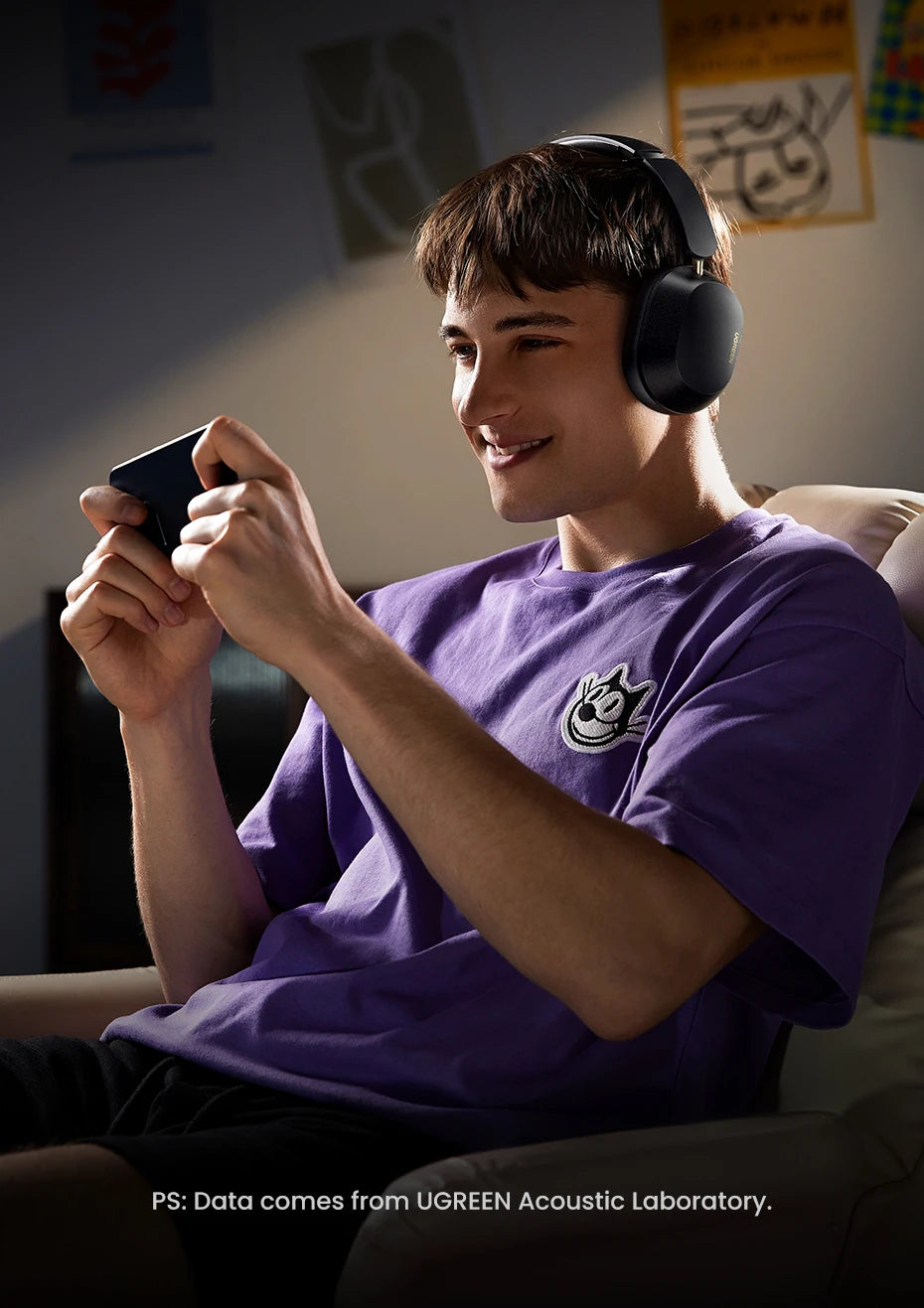 Écouteurs sans fil Bluetooth UGREEN Max5c avec réduction de bruit active ANC 43 dB, audio spatial haute résolution LDAC 75 Hz.