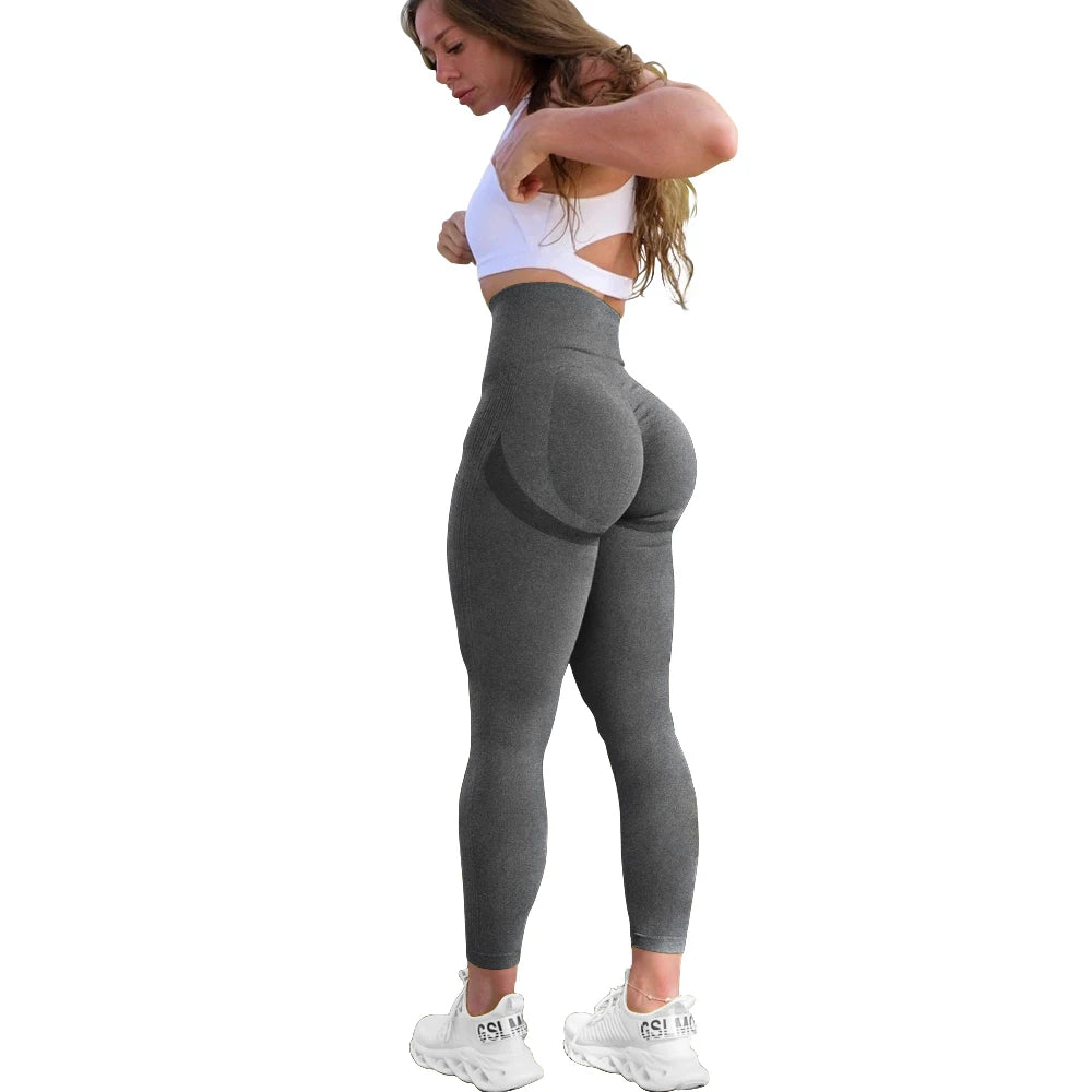 Leggings de yoga push-up pour femmes, élastiques, taille haute, gainants, effet ventre plat, froncés, sans coutures, collants de compression pour la salle de sport
