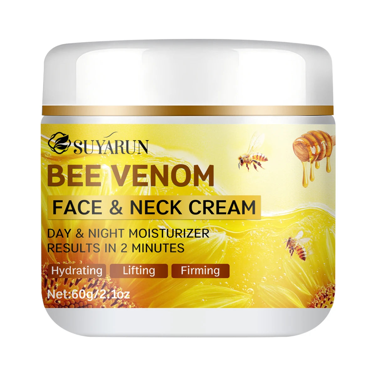 SUYARUN Crème Visage Anti-Âge au Collagène et Venin d'Abeille | Hydratant Raffermissant et Liftant | Réduction des Rides | Hydratation 24H.