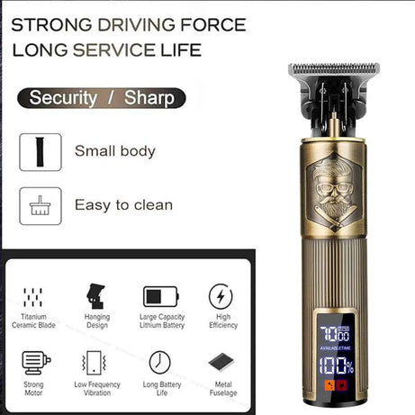 Tondeuse à cheveux professionnelle, machine de coupe de cheveux de barbier rechargeable, tondeuse en métal pour hommes