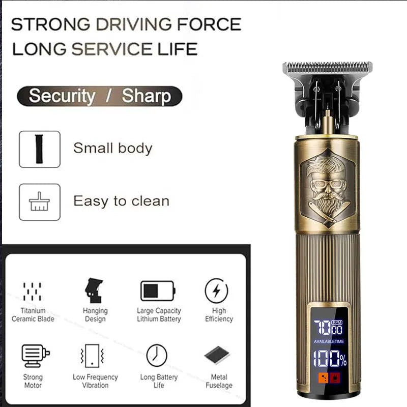 Tondeuse à cheveux professionnelle, machine de coupe de cheveux de barbier rechargeable, tondeuse en métal pour hommes