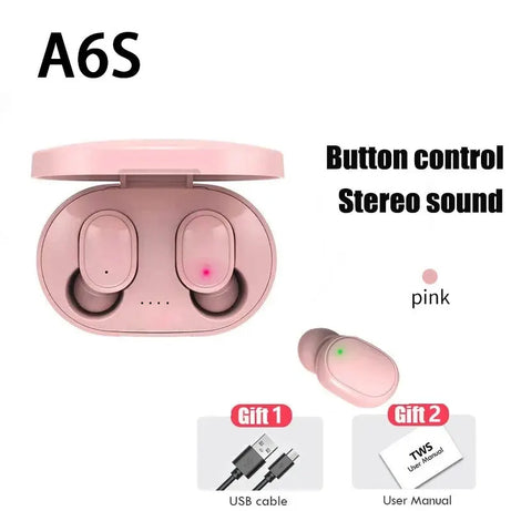 Écouteurs intra-auriculaires Bluetooth sans fil TWS A6S avec réduction de bruit et micro pour Huawei, Xiaomi et Redmi