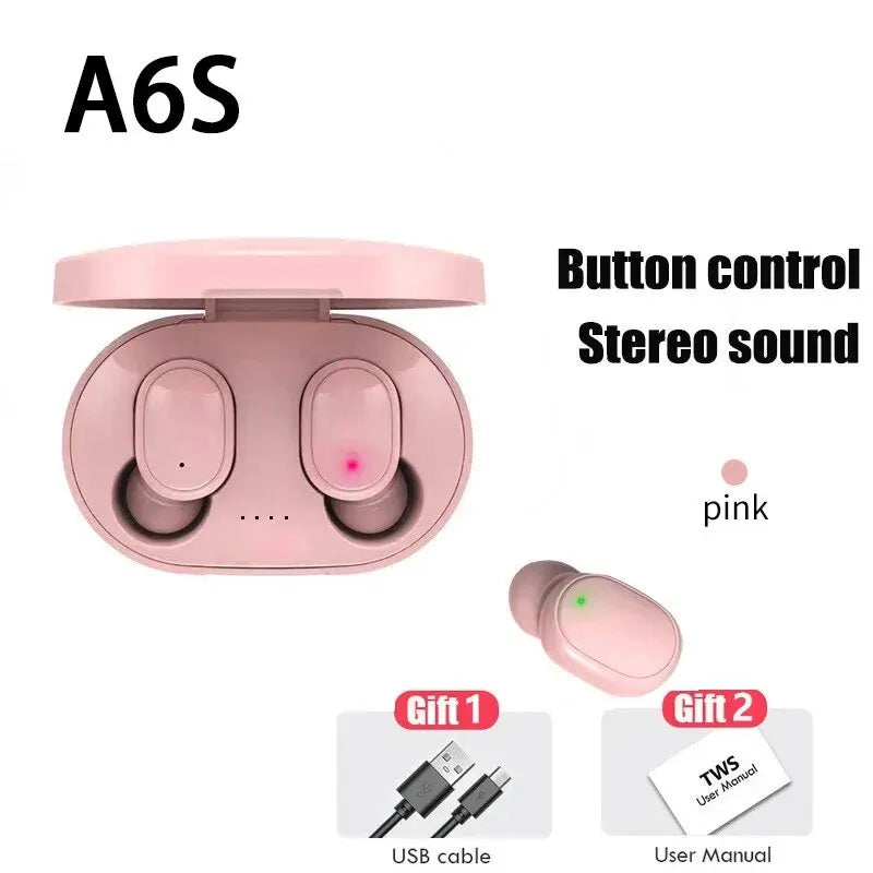Écouteurs intra-auriculaires Bluetooth sans fil TWS A6S avec réduction de bruit et micro pour Huawei, Xiaomi et Redmi