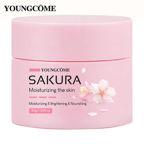 Crème à l'essence de sakura, soin hydratant visage à la fleur de cerisier pour peaux sèches et rugueuses, soin anti-âge liftant, nourrissant et réparateur au collagène