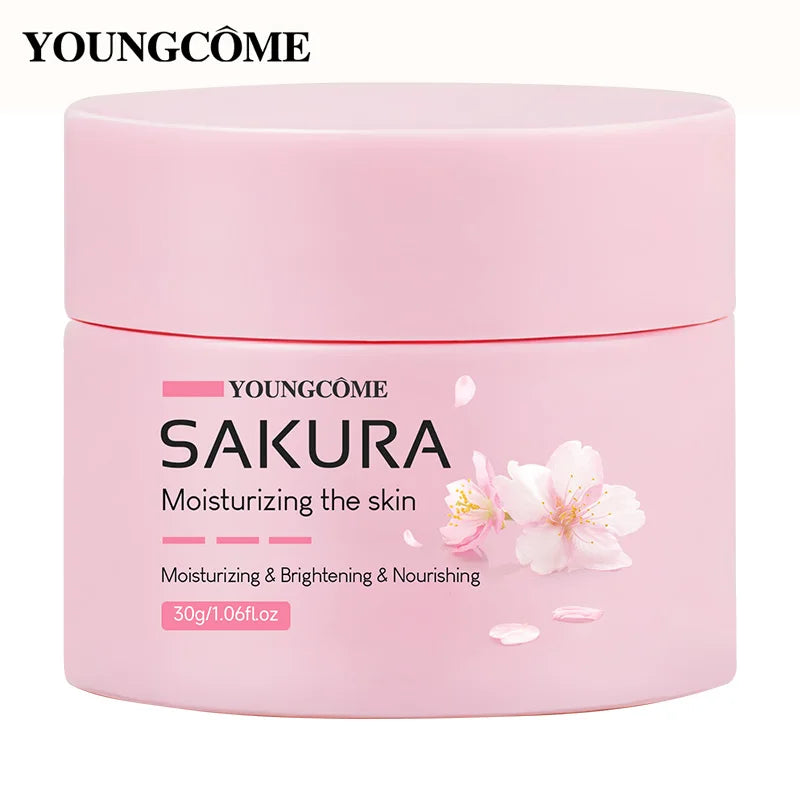 Crème à l'essence de sakura, soin hydratant visage à la fleur de cerisier pour peaux sèches et rugueuses, soin anti-âge liftant, nourrissant et réparateur au collagène