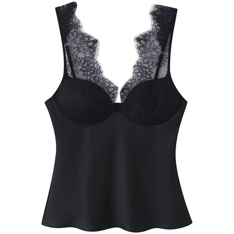 Women's Elegant Camisoles Sexy Splice Lace Sleeveless Sling Top Fashion Slimming Vintage Tank Top 2026 New Lady Street Wear