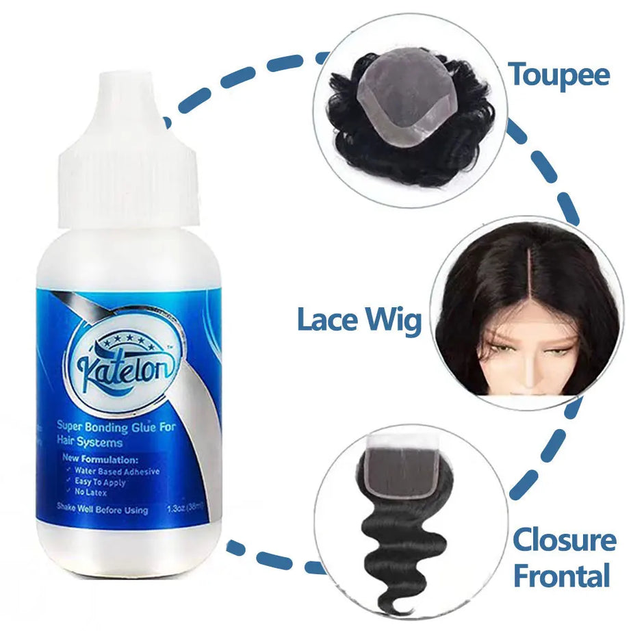 Colle imperméable pour perruques à lace front, 38 ml, colle liquide adhésive pour cheveux, bâtonnet de cire pour perruque, spray colorant pour dentelle, bande élastique fondante