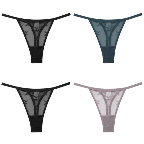 Lot de 4 culottes bikini en dentelle pour femme, strings sexy, tailles S à XL, sous-vêtements confortables dos nageur, lingerie sexy 2022