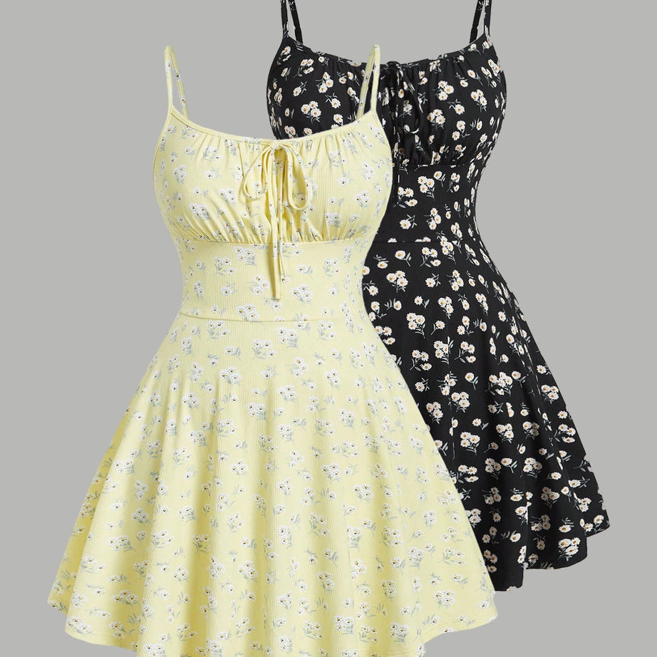 Robe camisole élégante sans manches à fines bretelles et imprimé floral, nouvelle tendance