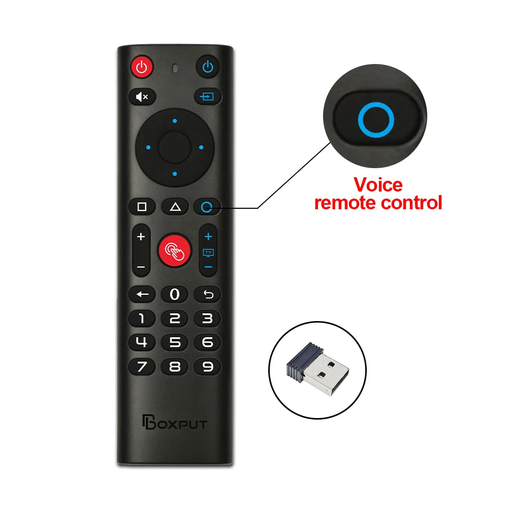 Télécommande sans fil BPR3S PLUS BT Air Mouse avec fonction vocale, apprentissage infrarouge et gyroscope pour boîtier TV Android/PC. Compatible avec les systèmes Android TV et Android TV.