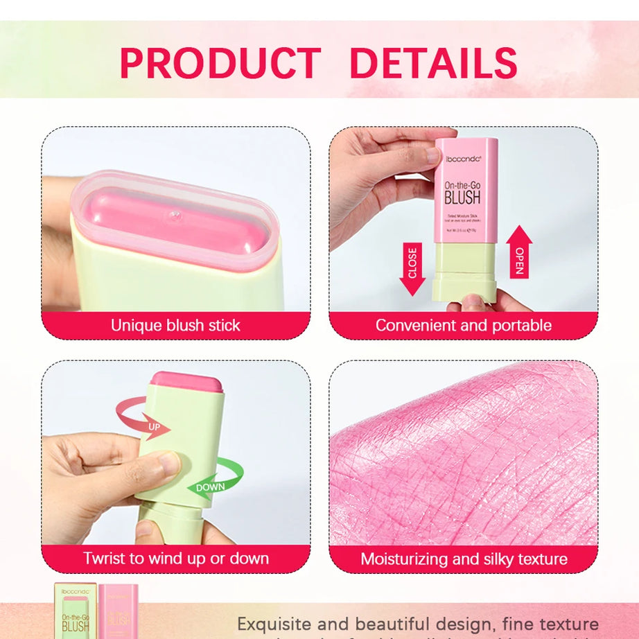 Blush Stick Fonctionnel Maquillage Facile à Colorer Rouge Crème Blush Waterproof Haute Rendu de Couleur Éclat du Teint