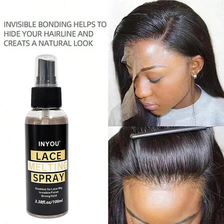 Spray fixateur pour perruques Lace Front 100 ml, effet fondant et naturel. Colle forte effet fondu.