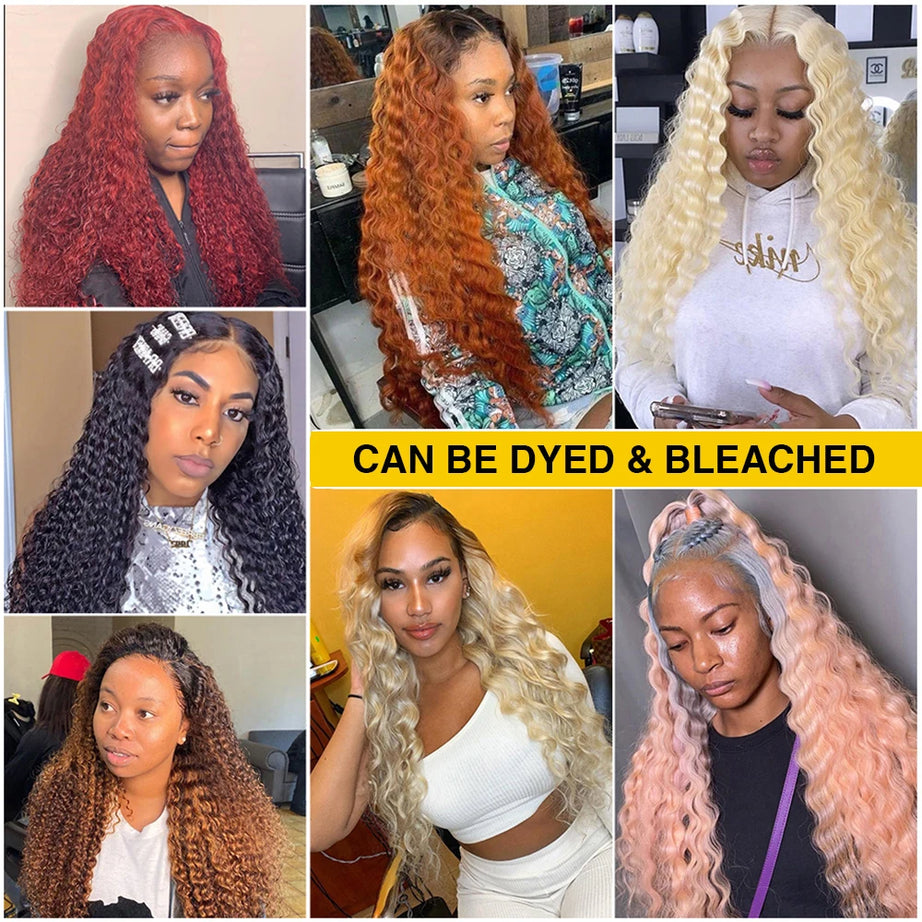 HD Transparent Deep Wave Frontal Wig 13x4/13x6 Curly Lace Front Human Hair Wigs For Women Wet And Wavy Water 5x5 Closure Wig