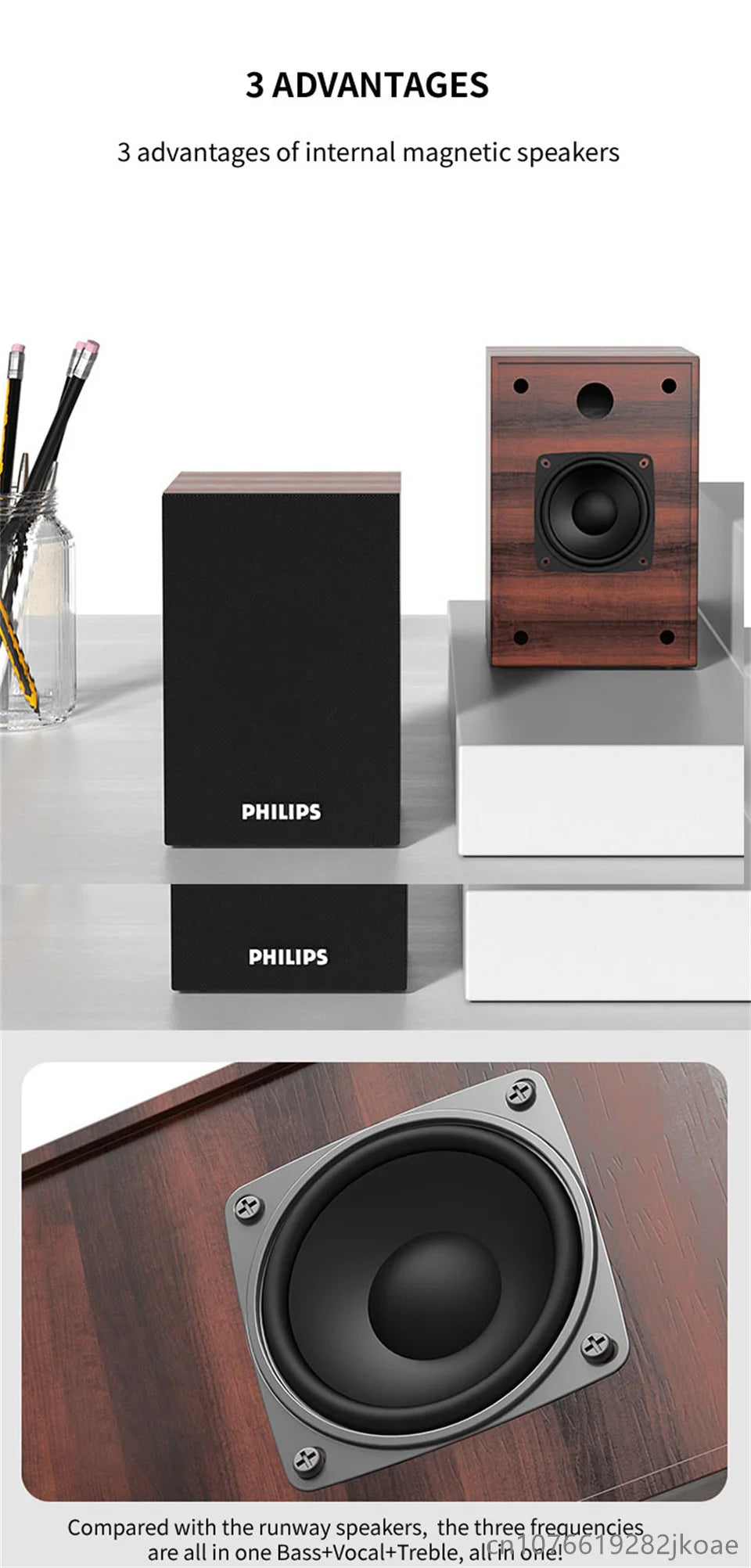 Enceinte Bluetooth Philips SPA20 avec son surround à 360°, stéréo sans fil Bluetooth pour ordinateur portable Macbook
