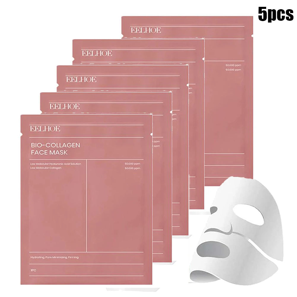 1/5/10 unidades Mascarilla facial de biocolágeno que reduce los poros, hidratación profunda, mascarilla nocturna, humectante, refrescante e iluminadora para el cuidado de la piel del rostro.