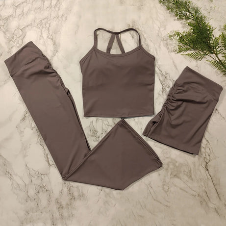Ensemble de yoga 2 pièces pour femme, survêtement de sport, tenue de Pilates et fitness, soutien-gorge push-up et legging.