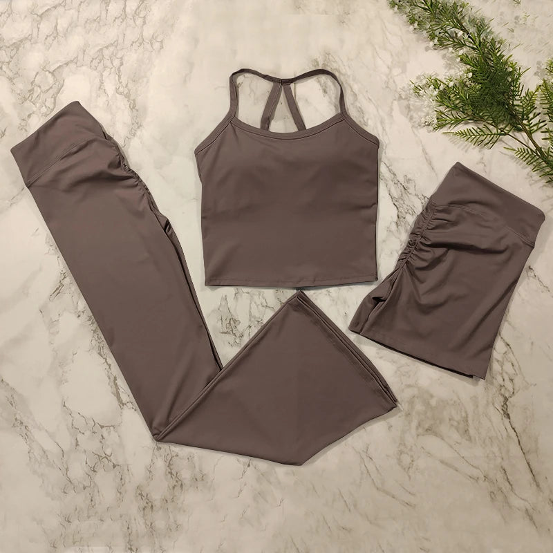 Ensemble de yoga 2 pièces pour femme, survêtement de sport, tenue de Pilates et fitness, soutien-gorge push-up et legging.