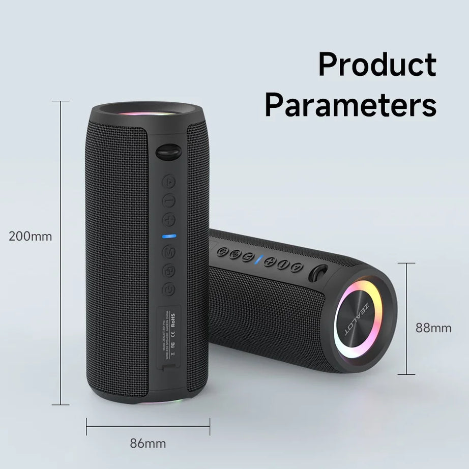 Enceinte Bluetooth haute puissance ZEALOT-S51PRO 40 W, basses stéréo 3D, portable et étanche IPX5, compatible TWS.