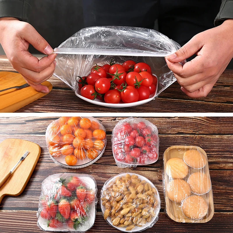 Couvercles alimentaires réutilisables et jetables en plastique, résistants et élastiques, pour bols et assiettes. Sac de conservation des aliments.